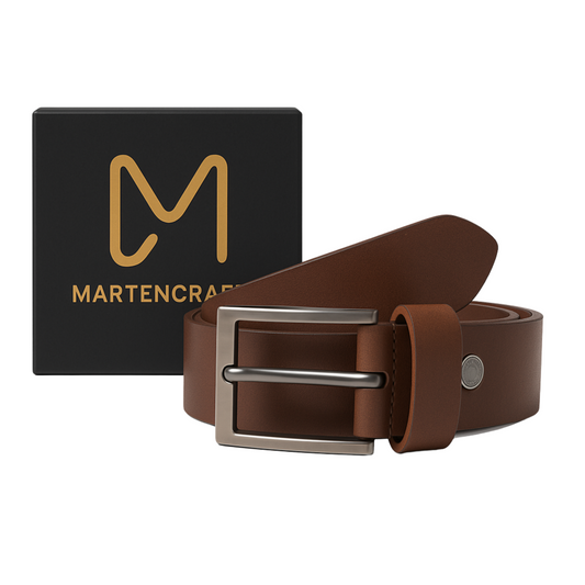 Classic Brown Leather Belt for Men – Genuine Leather by Marten Craft