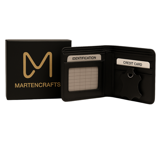 Black Genuine Leather Wallet for Men – Slim Bifold by Marten Craft