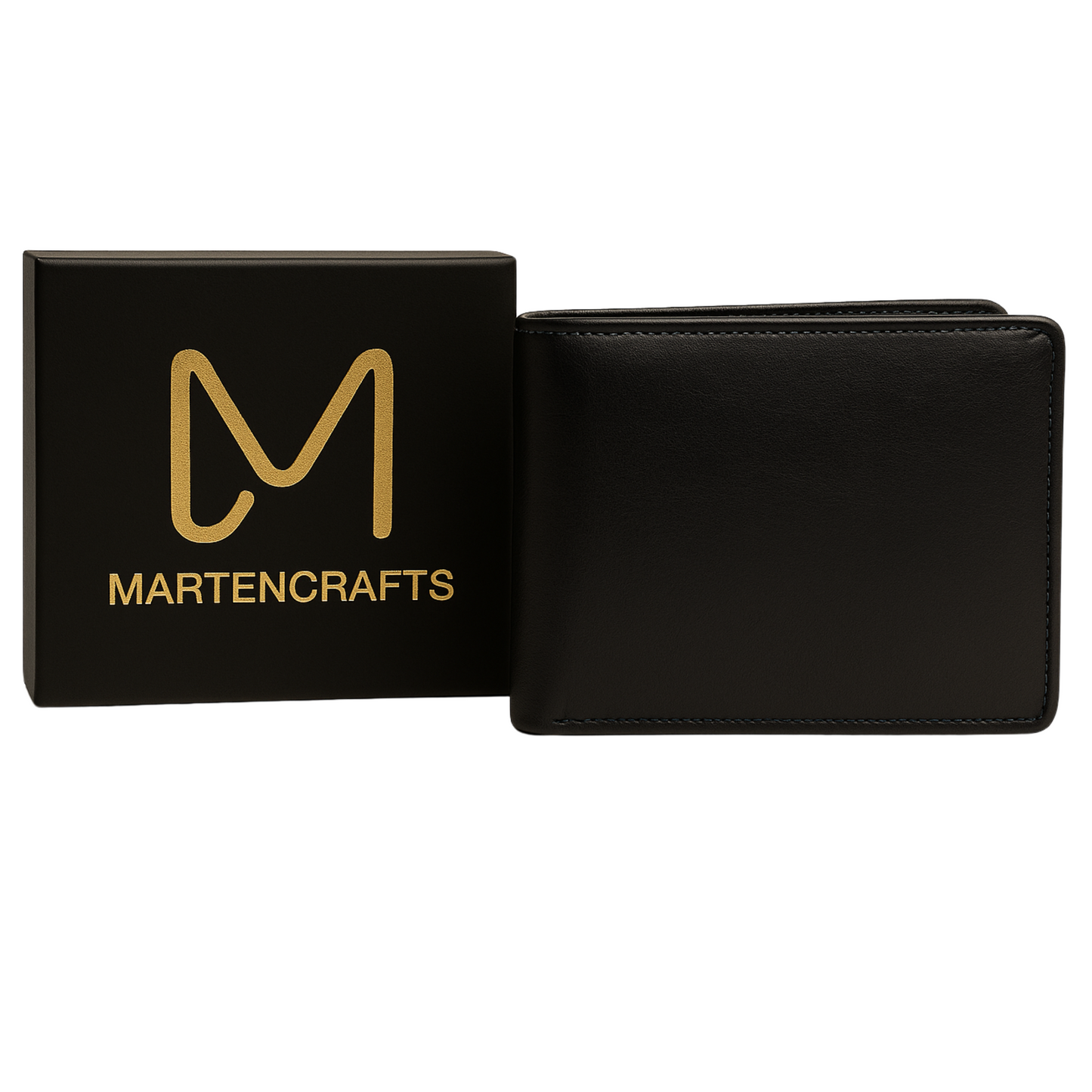 Black Genuine Leather Wallet for Men – Slim Bifold by Marten Craft