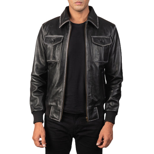 Black Leather Bomber Jacket – Classic, Rugged & Stylish by Marten Craft