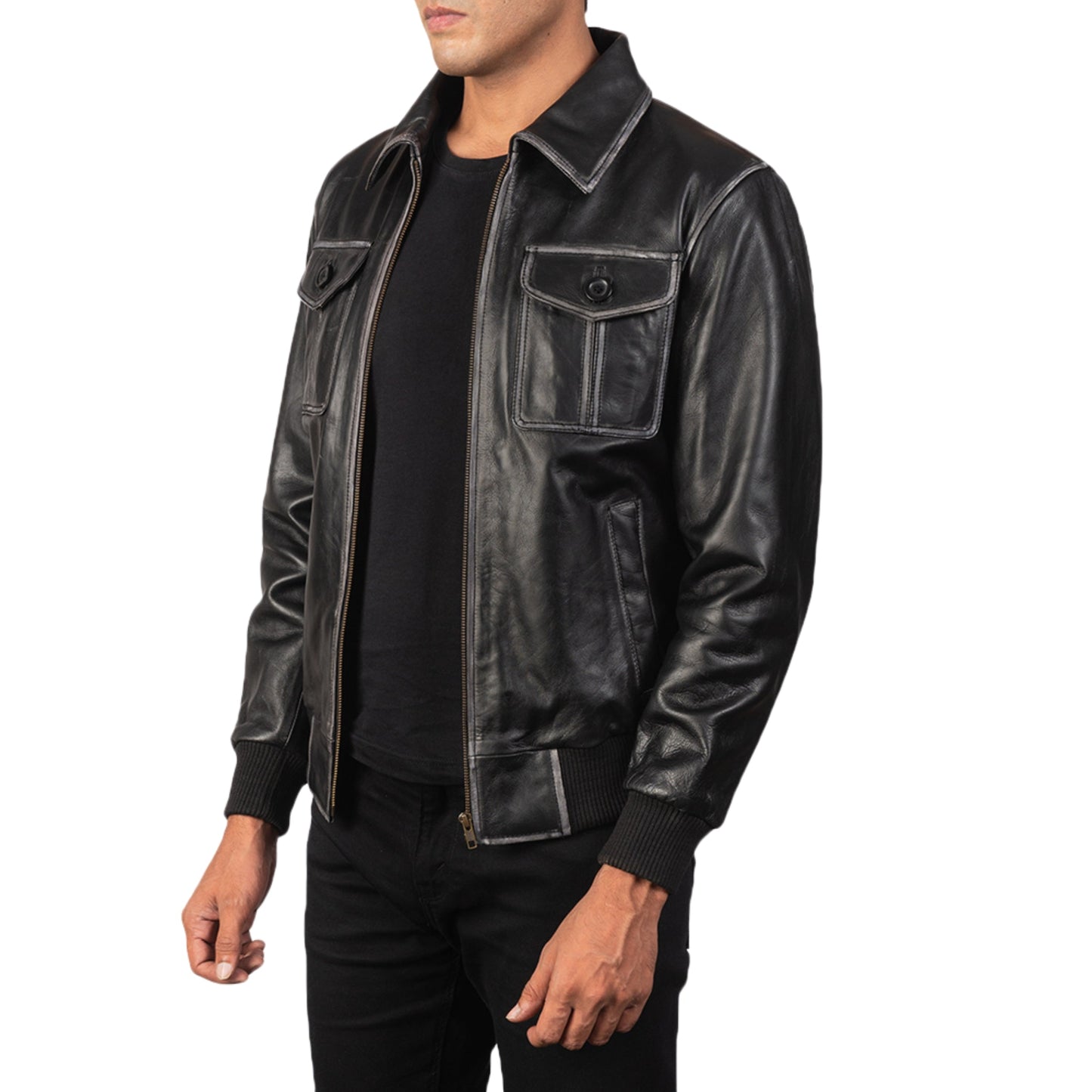 Black Leather Bomber Jacket – Classic, Rugged & Stylish by Marten Craft