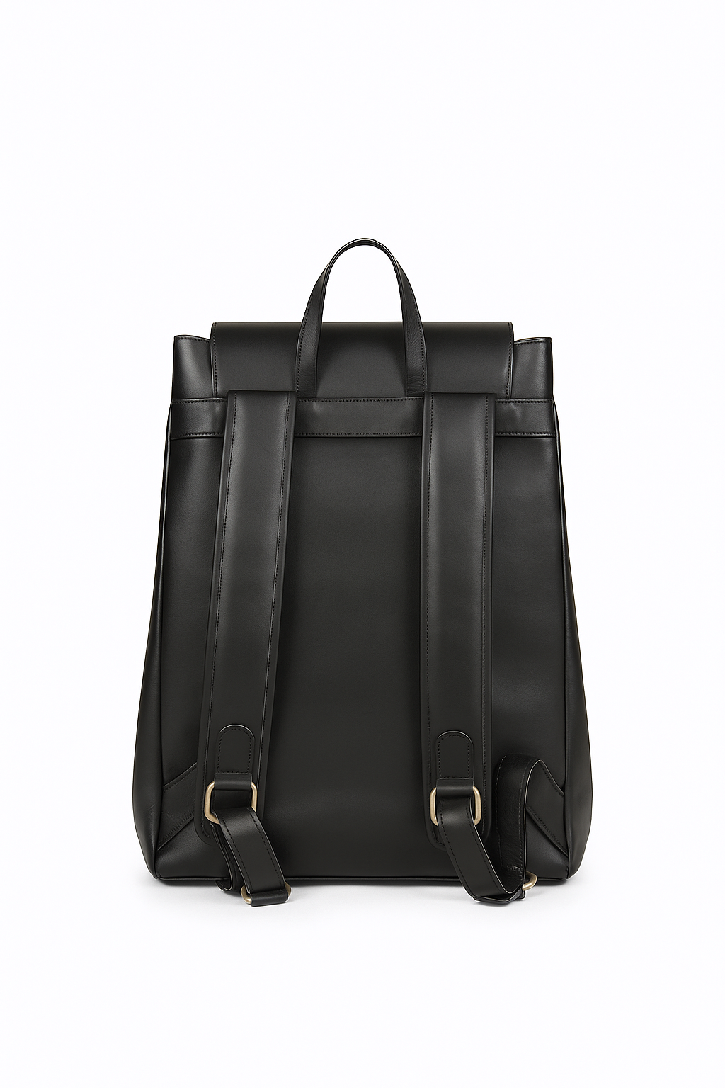 Black Leather Backpack – Classic Drawstring Rucksack with Dual Front Pockets by Marten Craft