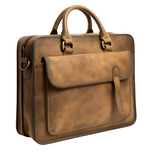 Brown Leather Laptop Bag – Genuine Leather Messenger Bag by Marten Craft